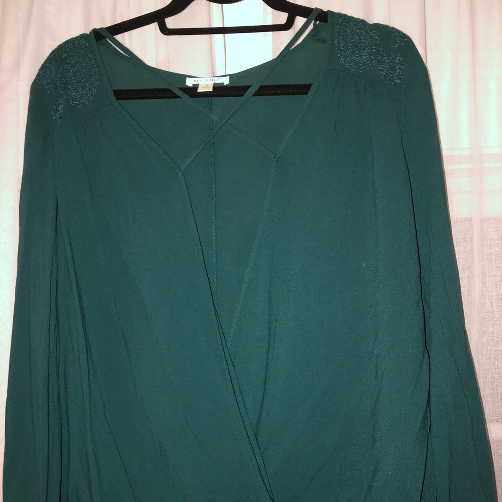 criss cross open front blouse